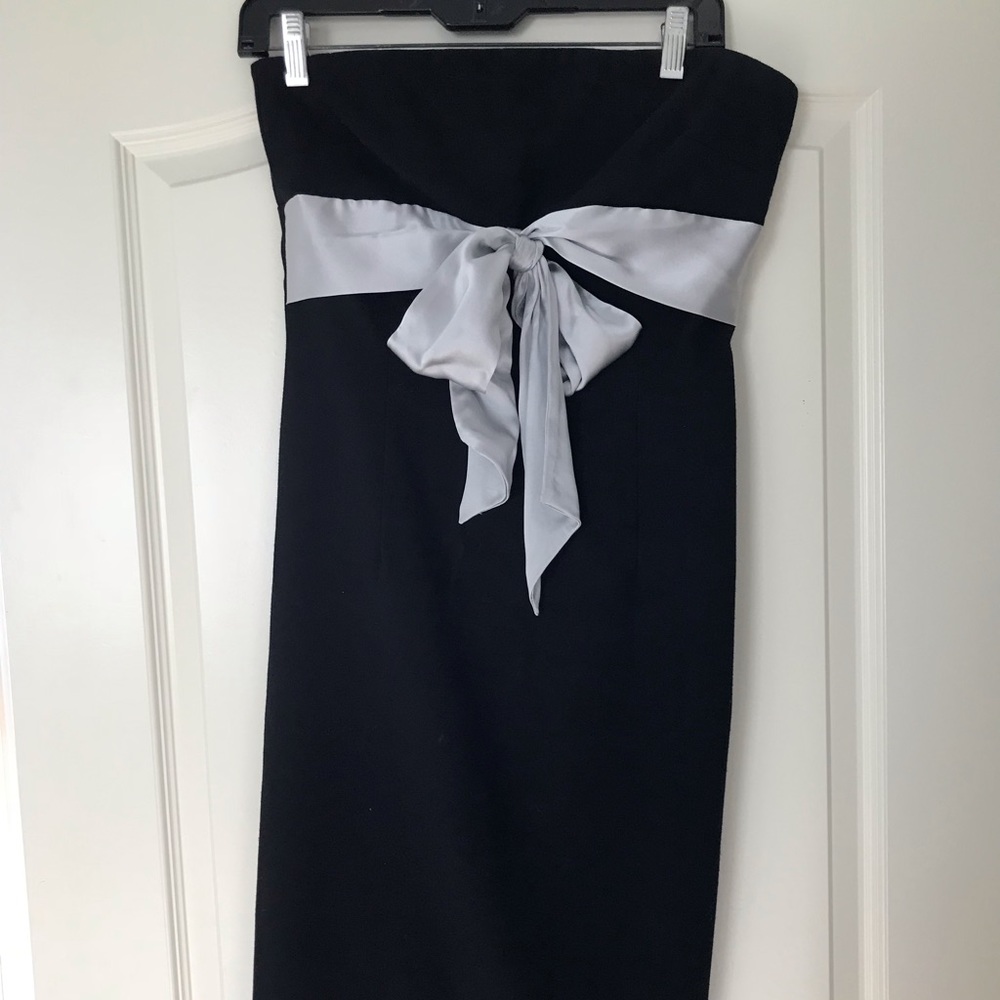 Black strapless cocktail dress